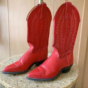 Vintage Red Leather Cowboy Boots / Cowgirl Boots